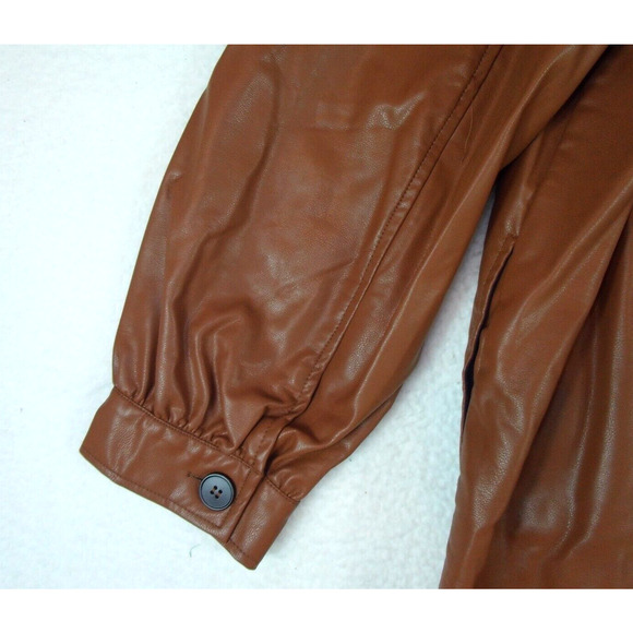 Gigio Vegan Leather Button Shirt Shacket Jacket Medium Brown Women's Size XL - Picture 12 of 13